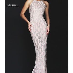 Beaded Open Back Long Prom Dress by Sherri Hill